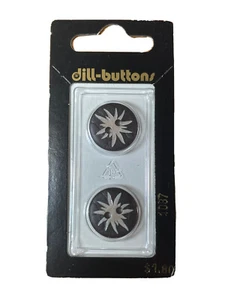 DILL BUTTONS Black Round Bamboo-style, Palm #1087 ~ 11/16" (18mm) | 2 Pack - Picture 1 of 2
