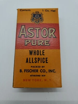 Vintage 1940's WWII Era Full Box of Astor Pure Whole Allspice B. FISCHER CO N.Y. - Image 1 of 4