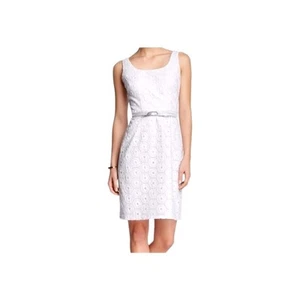 Adrianna Papell White Eyelet Sheath Dress Size 16 Missing Belt  - Picture 1 of 8