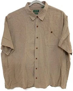 Orvis Shirt Mens Extra Large Brown Linen Tencel Short Sleeve Button Front Pocket - Picture 1 of 9