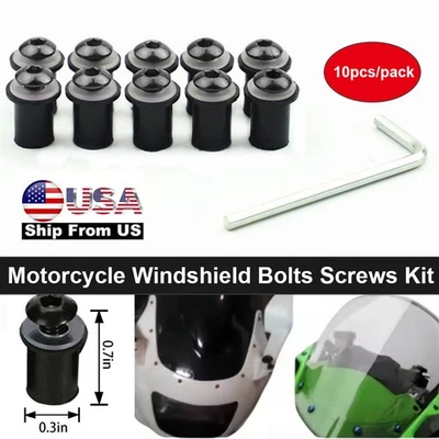 10X Motorcycle M5 x 15mm CNC Windscreen Windshield Screw Bolts Nuts Fastener Kit - Image 1 of 4
