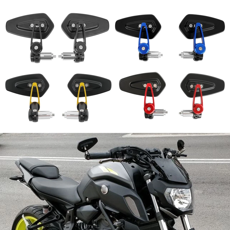 Pair 7/8" Motorcycle Bar End Mirrors Rearview For Yamaha MT-07 MT-09 MT-10 MT125 - Image 1 of 4
