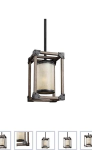 Sea Gull Lighting 1-Light Mini Pendant Stardust/Cerused Oak 6113301-846 - Picture 1 of 13