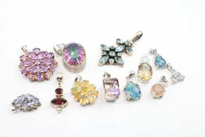Sterling Silver Gemstone Pendants Topaz Opal Ametrine TGGC Tanzanite x 12 (37g) - Picture 1 of 5