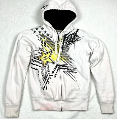 Moletom com capuz masculino vintage FOX Racing Rockstar Energy Sasquatch Sherpa forrado desgastado P - Imagem 1 de 4