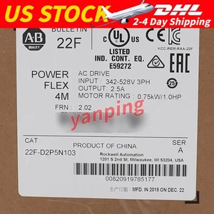 22F-D2P5N103: New Sealed AB PowerFlex 4M 0.75kW (1HP) AC Drive (Free Shipping) - Picture 1 of 4