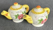 Vintage Teapots with Flowers Ceramic Salt and Pepper Shakers Made In Japan