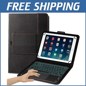 Removable Bluetooth Keypad with Touchpad for 9-11" Tablets, Elegant Leather Case - Picture 1 of 8