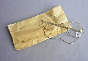 alte Nickelbrille Rundbrille unbenutzt noch mit Stärke- Aufkleber Vintage Antik - Bild 1 von 5