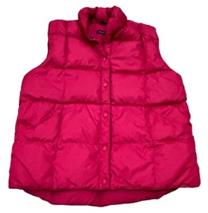Lands' End Goose Down Vest Women's MED Vest Dark Pink Snap Up Nylon - Picture 1 of 6