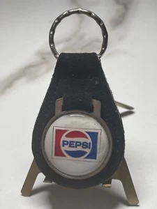 Vintage 1980’s Pepsi Black Leather Advertising Keychain - Picture 1 of 1