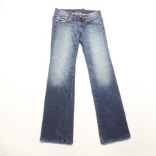 DKNY Women's Juniors Size 1 Blue Low Rise Bootcut Leg 2-Tone Stretch Denim Jeans