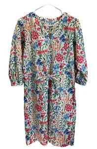 J. McLaughlin Evalyn Madeira Floral Poplin Dress Puff 3/4 Sleeves Sz Small - Imagen 1 de 11