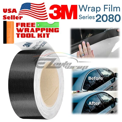 3M 2080 Black Vinyl Wrap Roll Kit Blackout Chrome Delete1 Window Trim Door Trim - Image 1 of 4