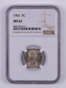 1903 Liberty Head V Nickel 5c NGC AU62 RB014 - Picture 1 of 2