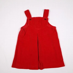 Vintage Red Velour Jumper Dress Toddler Girl's Size 4T - Picture 1 of 15