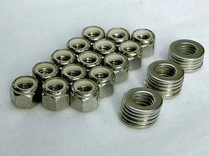 Nylon Insert Lock Nuts 3/8”-16 - (Qty 15) - Nyloc Stop - Stainless Steel - Picture 1 of 7