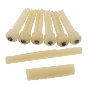 Unbleached Acoustic Guitar Bone Saddle Nut Bridge Pins Set for Acoustic Guitar - Picture 1 of 6