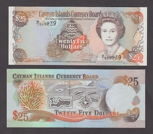 Cayman Islands P.19 25 Dollars 1996 Prefix B/1, QE II, UNCIRCULATED 2001 YYY - Picture 1 of 1