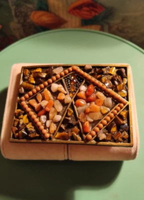 Hebilla de cinturón de latón con diseño decorativo de ágata y cristal - 52,56 g / 3x2 pulgadas Foto 1 de 4