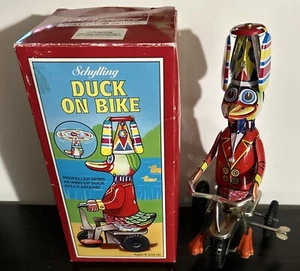 Schylling Collector Series Duck On A Bike Wind Up Tin Toy Boxed Working Metal - Picture 1 of 7