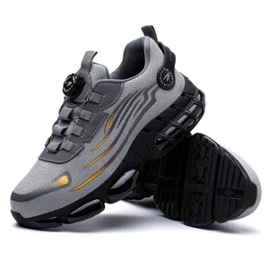 Men Safety Toe Work Shoes Rotating Buckle Breathable Non-Slip Steel Toe Sneakers - Picture 1 of 17