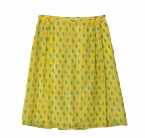 Y2K 90’s GIVENCHY Printed Midi Skirt Yellow Fairy Vintage Women’s Plus Sz 16W - Picture 1 of 8