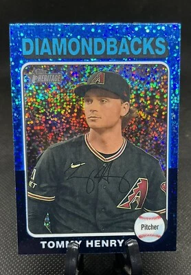 Tommy Henry 2024 Topps Heritage Chrome Blue Sparkle SP #90 Arizona Diamondbacks - Image 1 of 3