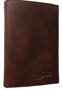 Cartera plegable Saula de cuero real marrón para hombre de colección - Imagen 1 de 4