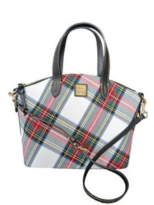 DOONEY AND BOURKE White PLAID TARTAN SATCHEL - Picture 1 of 8