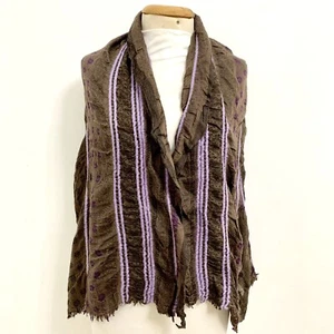 ETRO STRIPES BROWN RECTANGLE Wool Viscose silk scarf 56/31 in MADE IN ITALY #A47 - Picture 1 of 7