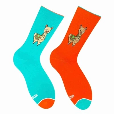 Calcetines naranja alpaca | Calcetines de algodón de diseño | Idea de regalo única para hombre/mujer Foto 1 de 2