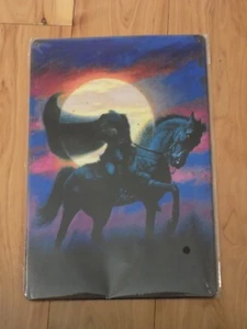 Metal Tin Decorative Art Sign Wall Hanging Decor Spooky Headless Horseman - Picture 1 of 2