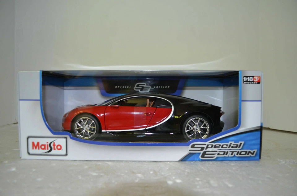 Bugatti Chiron rojo y negro fundido a presión Maisto  Foto 1 de 1