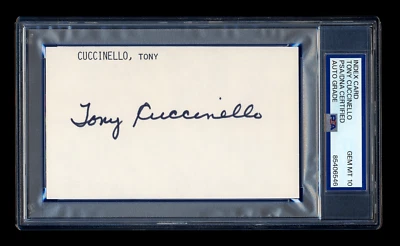 TONY CUCCINELLO SIGNED INDEX CARD PSA/DNA AUTO DODGERS 3X ALL STAR GEM MINT 10 - Image 1 of 2