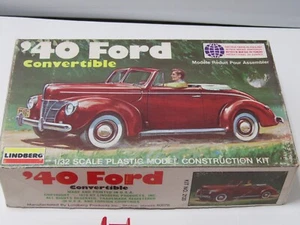 OLD LINBERG 40 FORD CONVERTIABLE # 2120 RED MODEL CAR KIT COMPLETE - Picture 1 of 2