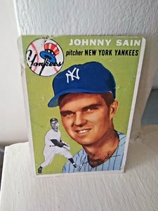 1954 Topps - #205 Johnny Sain NY Yankees, gut/sehr gut, Knicke, KOSTENLOSER VERSAND - Bild 1 von 10