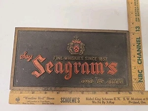 Early Pre Prohibition Seagrams Whiskey Advertising Sign - Picture 1 of 8