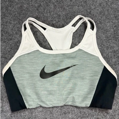 Nike Dri-FIT спортивный бюстгальтер средний M серый черный белый Activewear тренировки тренажерный зал - Изображение 1 из 4