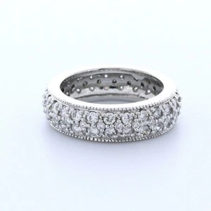 2 1/2 CTW H SI1 Round Cut Earth Mined Certified Diamonds 18k Gold Eternity Ring - Picture 1 of 10