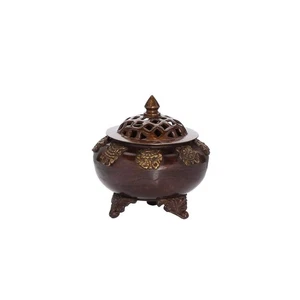 8 Lucky Symbols Incense Burner Handmade Incense Burner Esoteric Deco Brown 1567 - Picture 1 of 1