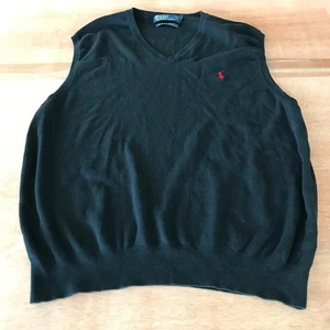 Polo Ralph Lauren Vest Sweater Men XXL Black 100% Pima Cotton Pullover Stretch - Picture 1 of 10