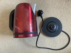 Red Metal logik Electric Kettle And Base - Picture 1 of 6