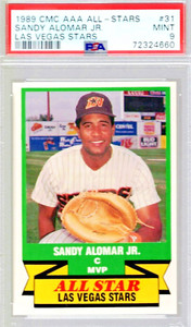 SANDY ALOMAR,JR. # 31 1989 LAS VEGAS STARS MINOR LEAGUE- PSA MINT 9.