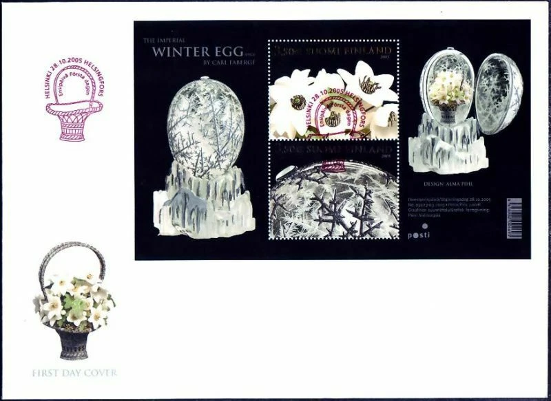 Gold And Silver Foil Winter Egg Sheet Faberge Finland FDC Mint 2005 - Image 1 of 1
