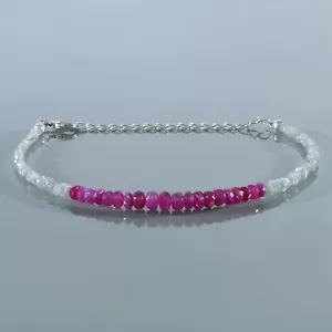 Natürlich Grobem Grau Diamant & Rubin Perlen Kette 925 Silber Handgemacht - Bild 1 von 5