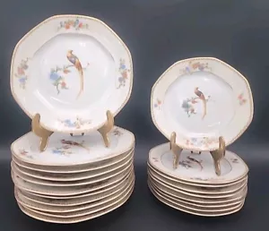 20 antike MZ Altrohlau CMR Tschechoslowakei Goldener Fasan Salat & Brotteller - Bild 1 von 22