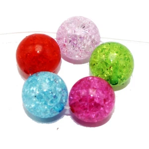 30 Gemischte Farben Acryl Crackle Rund Perlen 14 mm Glatt Kugel Kinder Basteln Schmuck - Bild 1 von 8
