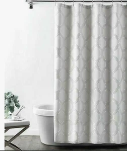 Croscill Shower Curtain Gwynn Silver Gray Geometric Elegant Fabric 72 x 72 - Picture 1 of 3