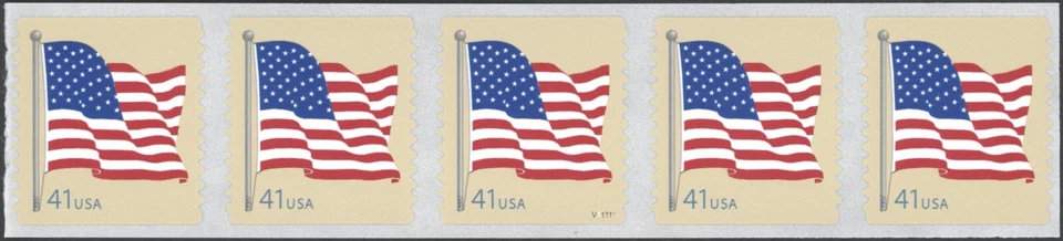 2007 US Scott #4189 - 41¢ AMERICAN FLAG PNC5 Plate#V1111 - Mint NH - Image 1 of 1